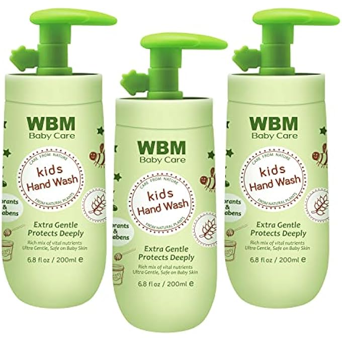 WBM CARE BABY NATURAL LIQUID HAND SOAP - HONEY, WHEATGERM & ORGANIC OLIVE OIL - 6.8 OZ (PACK OF 3) - Image 1